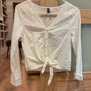 Adorable White Button-Up Eyelet Blouse